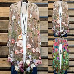 Women's Blouses Women Fashion Casual Shawl Floral Print Kimono Cardigan Top Blouse Vintage Camisas De Hombre Tunics Button Blusas