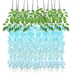 Decorative Flowers Artificial Wisteria Hanging Garland Wedding Decoration Silk Blue Faux Decorations Wall Fake Simulation