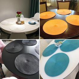 Table Mats Round 38x38cm PVC Insulation Dining Pads Placemat Non-slip Coffee Tea Place Kitchen Decoration