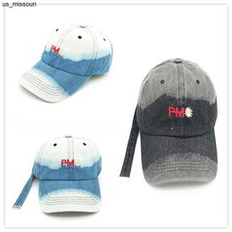 Ball Caps Snapbacks KPOP G-Dragon PMO Daisy Embroidery Cowboy Hat Washed Denim Blue Baseball Cap GD Fashion Personality Long Rope Cap Couple Gifts J230520