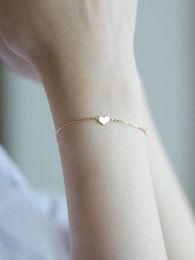 Bangle GOLDtutu 14k Solid Gold Heart Charm Bracelet Dainty Minimalist Jewellery