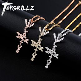 Necklaces TOPGRILLZ Travis Scott Product Brand Cactus Jack Shape Pendant Necklace Ice Crystal Cubic Zirconia Pendant Hip Hop Jewelry Gift