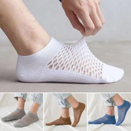 Men's Socks Men's Summer Hollow Out Invisible Non-slip Breathable Mesh Cotton Boat Solid Colour No Show Deodorant Thin