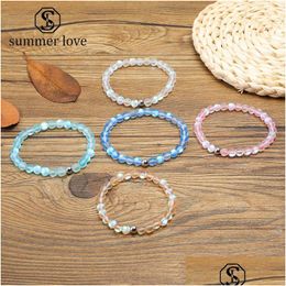 Beaded 6Mm Fashion Natural Flash Stone Bead Bracelet For Women Men Ethnic Colorf Chakra Energy Yoga Bangle Jewellery Drop Delivery Brac Dh6B4