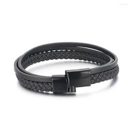 Charm Bracelets Trendy Genuine Leather 21cm Multilayer Braided Rope For Male Female Jewellery