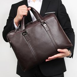 Briefcases Luxury Genuine Leather Briefcase Men Business Bag 156" Laptop 14 Male Office Document File Case Shoulder 230519