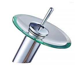 Bathroom Sink Faucets Waterfall Basin Mixer Tap Faucet Chrome Polished Glass Edge Creativity