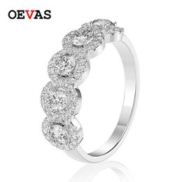 Rings OEVAS 100% 925 Sterling Silver Sparking High Carbon Diamond Created Moissanite Wedding Rings For Women Bride Band Party Jewellery