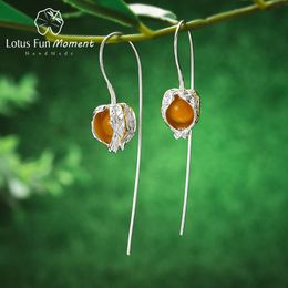 Knot Lotus Fun Moment Real 925 Sterling Silver Natural Stone Fashion Jewelry Creative Physalis Fruits Dangle Earrings for Women