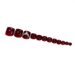 False Nails Wine Red Square Fake Toenails ABS Material Gentle To & Skin For DIY Nail Art Decorations Salon