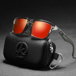Sunglasses KDEAM Ken Block Polarised Sun Glasses Men Square Reflective Coating Mirrored Lens UV400 Brand With Case 230519