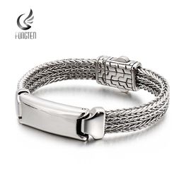 Bracelets Fongten Mesh Chain Bracelet Stainless Steel Charm Viking Minimalist Bracelets Men Fashion Jewelry