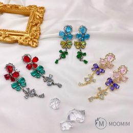 Knot Luxury Earrings Water Drop Crystal Flower Cubic Zirconia Romantic Elegant Exquisite Wedding Evening Party Jewelry