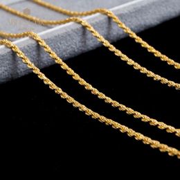 Necklaces 925 Solid Silver Twisting Rope Chain Shiny Durable 18K Gold Tone Sliding Chains 60cm C11N3S25754