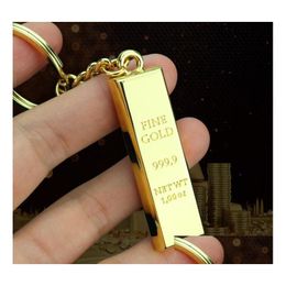 Pendants The Imitation Gold Brick Shaped Keychain Pure 9999 Purity Key Ring Simation Of Creative Small Gift Drop Delivery Home Garde Dhuo1