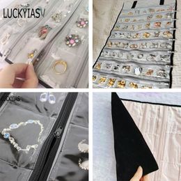 Boxes Fashion Black Velvet Jewelry Roll Bag for Jewellery Pendant Organizer Holder Bag Portable Earrings Ring Zipper Bag Storage Cases