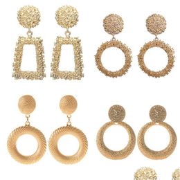 Knot Fashion Big Vintage Gold Sier Color Geometric Hoop Earring Metal Hanging Diamond Earrings Drop Delivery Jewelry Dh8Tu