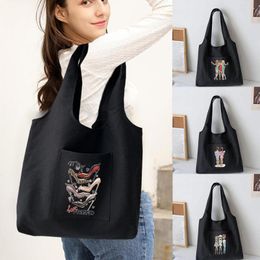 Shopping Bags Women Organiser Bag Canvas Tote Friends Printed Shoulder Reusable Casual Supermarket Handbags