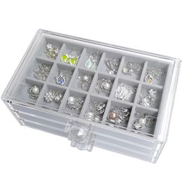 Boxes New Acrylic Jewellery Storage Box Tray With Drawer Ring Earring Box Bracelet Necklace Pendants Tray Holder Jewellery Organiser