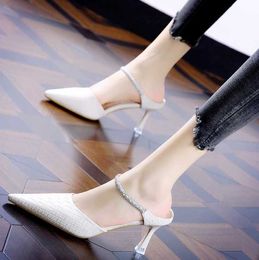 Slippers Sexy Fashion Women's Bag Head Half Heel Less Summer One-piece Water Drill Wear High