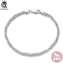 Bangle ORSA JEWELS Italian Handmade 2.5mm Flat Byzantine Link Chain Bracelet for Women Teens 925 Sterling Silver Chain Jewelry SB122P