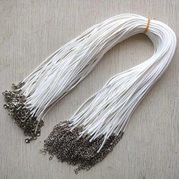 Polish Wholesale 100pcs 1.5 2.0mm white wax Leather cord rope necklaces 45cm with Lobster clasp jewelry for diy pendants free shipping