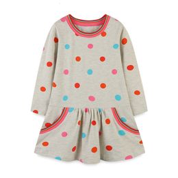 Girl's Dresses Jumping Meters Autumn Spring Dots Girls Princess Animals Dog Applique Embroidery Baby Long Sleeve Kids Girls Dress Costume 230520