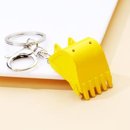 Metal keychain pendant creative mini simulation alloy bulldozer keychain excavator tools car key ring accessories