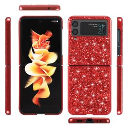 Folding Plating Sparkle Vogue Phone Case for Samsung Galaxy Z Fold3 Fold4 Flip3 Flip4 5G Sturdy Slim Full Protective Soft Bumper Shimmering Leather Shell Shockproof