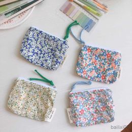 Cosmetic Bags Cases Summer Fresh Floral Print Cotton Coin Purse Mini Storage Small Cloth Bag Headphone Bag Travel Cosmetic Pouch Make Up Storage Bag