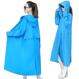 Women's Jackets Long Sunscreen Clothing Women's Over-The-Knee Coat 2023 Summer Fashion Hooded Thin Anti-Ultraviolet Female Windbreakers