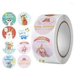 Gift Wrap 500 Pcs /roll Style 2.5cm Round Shape Happy Birthday Surprise Stickers Teacher Children Reward Label Seal Paste