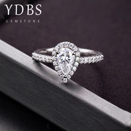 Necklace YDBS 1ctw 6.5 mm DF Water droplets engagement and wedding moissanite diamond ring pendant earring set platinum plated silver