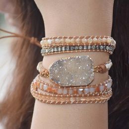 Bracelets Top Quality Natural Stone 5 Layer Leather Bracelet Wrap Beaded Bracelets Wholesale Fashion Bracelets Dropshipping