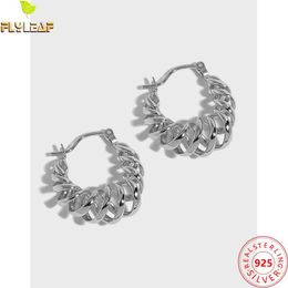 Huggie Platinum Plating Winding Circle Hoop Earrings For Women 925 Sterling Silver Croissant Earing INS Trend Femme Fine Jewellery