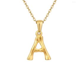 Pendant Necklaces 26 Alphabet A-Z Letters Necklace Women Gold Colour Stainless Steel Initial Chain Jewellery Bamboo Statement Accessories