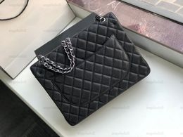 10A Mirror Quality Designer Classic Double Flap Bags 33cm Maxi Womens Handbag Real Leather Caviar Lambskin Black Quilted Purse Crossbody Shoulder Chain Box B