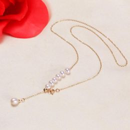 Chains Color Retention 14K True Gold Filled Natural Freshwater Pearl Y Style Necklaces Original Design DIY Jewelry