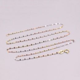 Chains Fine Solid 18K Multi-tone Gold Chain Woman Luck Lip Shaped Link Necklace 17.7inch 1.4mmW 0.8-1g