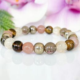 MG1920 8 MM AAA Grade Sunstone Pyrite Gold Rutilated Quartz Tiger Eye Bracelet Womens Chakra Wrist Mala Yoga Jewellery