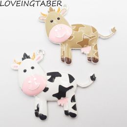 Necklaces ( Choose Color First ) Newest 55mm*45mm 10pcs/lot All Enamel Farm Animal Cow/Dairy Cattle Pendants For Kids Jewelry Making