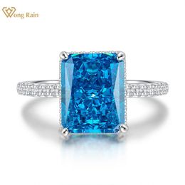 Rings Wong Rain 925 Sterling Silver Created Moissanite Aquamarine Gemstone Birthstone Wedding Engagement Ring Fine Jewelry Wholesale