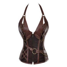 Women's Shapers Gothic Corset Viking Pirate Costume Women Knight Top Halloween Cosplay Steampunk Leathter Halter Vest Metal Cuirass Bustier