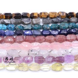 Beads 15X20MM Faceted Raw Stone Natural Amethysts Red Agates Apatite Rough Stone Beads Specimen Healing Crystal For Jewellery Making