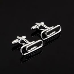 Luxury shirt cufflinks for mens Brand cuff button de manchette Silvery paperclip cuff links High Quality abotoaduras Jewellery