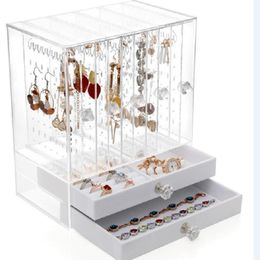 Boxes Luxury Transparent Acrylic Jewellery Storage Box Earrings Display Case Nordic Jewellery Storage Box Large Capacity 360 Drawer Gift