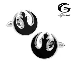 iGame Men's Cufflinks Quality Brass Material Black Rebel Design Cuff links Free Shipping
