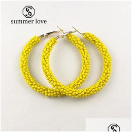 Dangle Chandelier Fashion Red Yellow White Beads Small Circle Hoop Earrings For Women Big Round Colorf Bohemian Jewellery Gift Drop D Dhgum