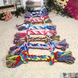 Dog Toys Chews Pets Dogs Cotton Knot Colorf Durable Braided Bone Rope 18Cm X5Cm Cat Toy Drop Delivery Home Garden Pet Supplies Dhsgx