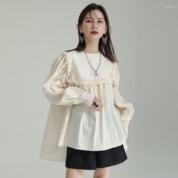 Women's Blouses Zhongchuang Rizhen 2023 Niche Design Sense Balloon Sleeve Shirt Woman Heavy Industry Loose Show Slim Long-sleeved Spring W